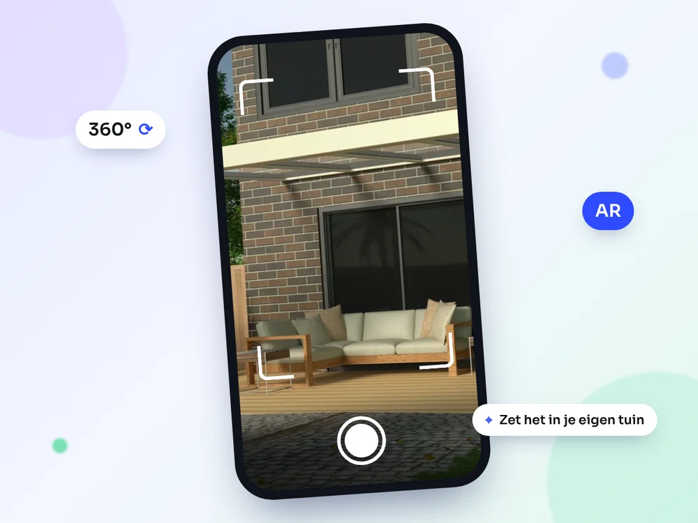 Telefoon met augmented reality-weergave van een veranda